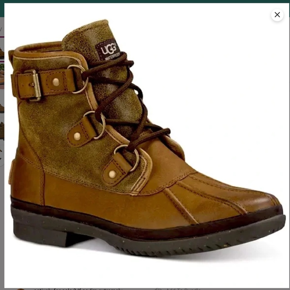 UGG Cecile Chestnut waterproof leather and suede boots Size 8.5